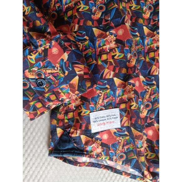 A Fish Named Fred Shirt Jazz Musician Saxophone Music Art Bold Flare Mens XXL - Picture 2 of 7